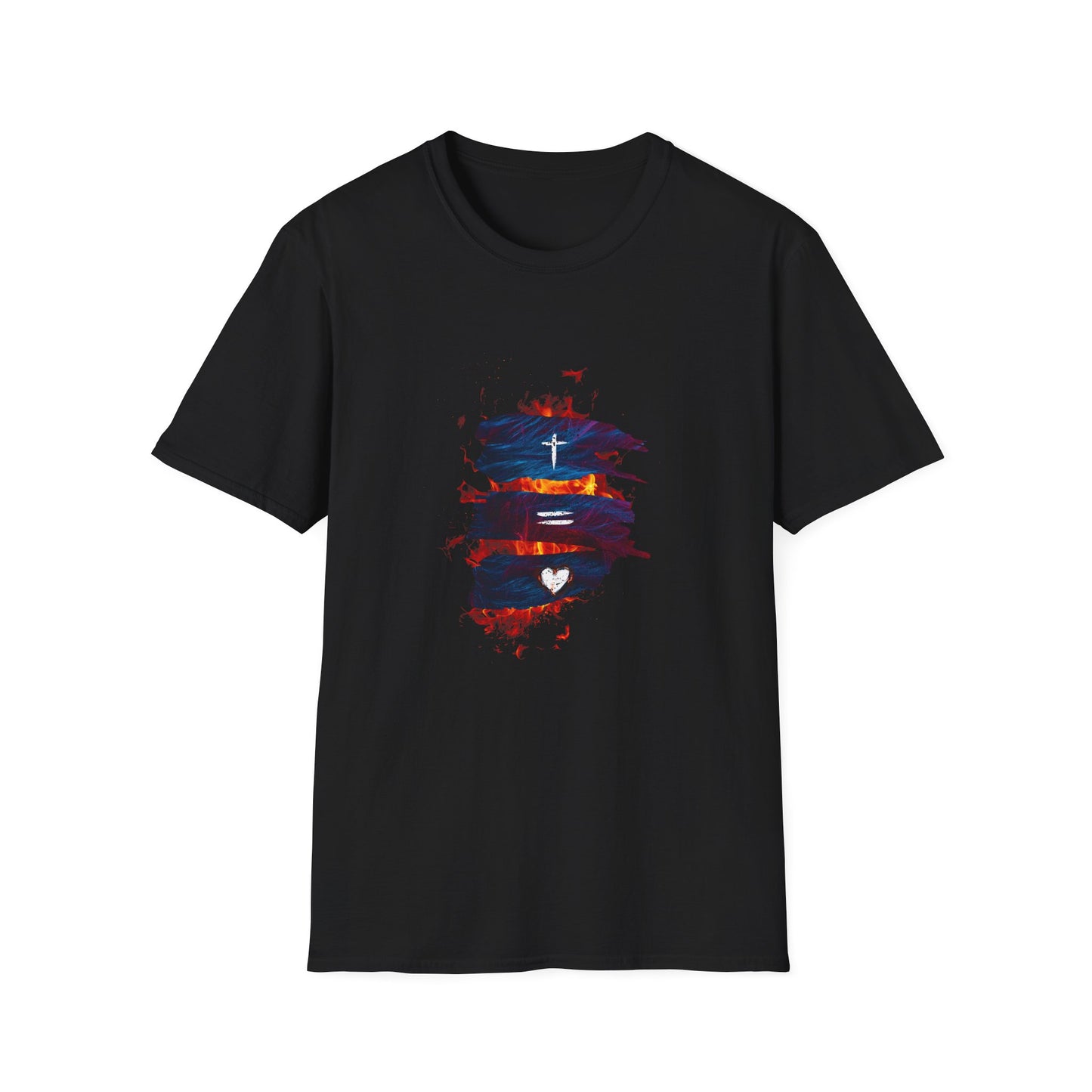 Bold Faith Tee - Christ Equals Love with Flames and Heart Graphic | T-Shirt | Unisex
