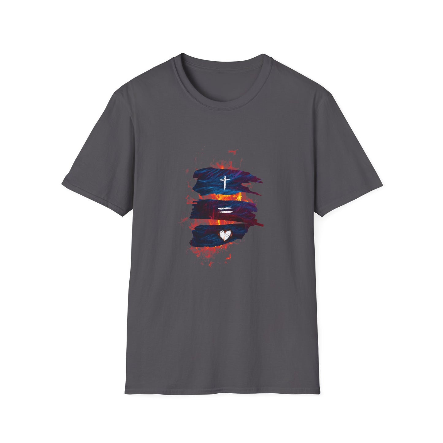 Bold Faith Tee - Christ Equals Love with Flames and Heart Graphic | T-Shirt | Unisex