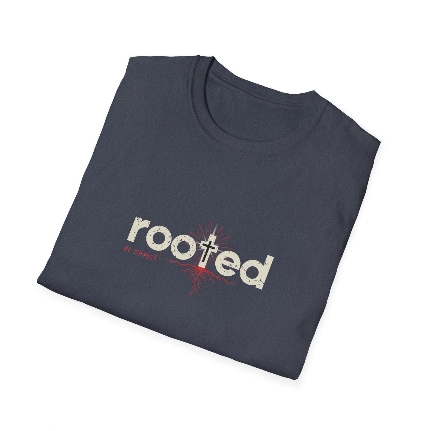 Bold Faith Tee - Rooted in Christ with Cross and Roots Graphic | T-Shirt | Unisex