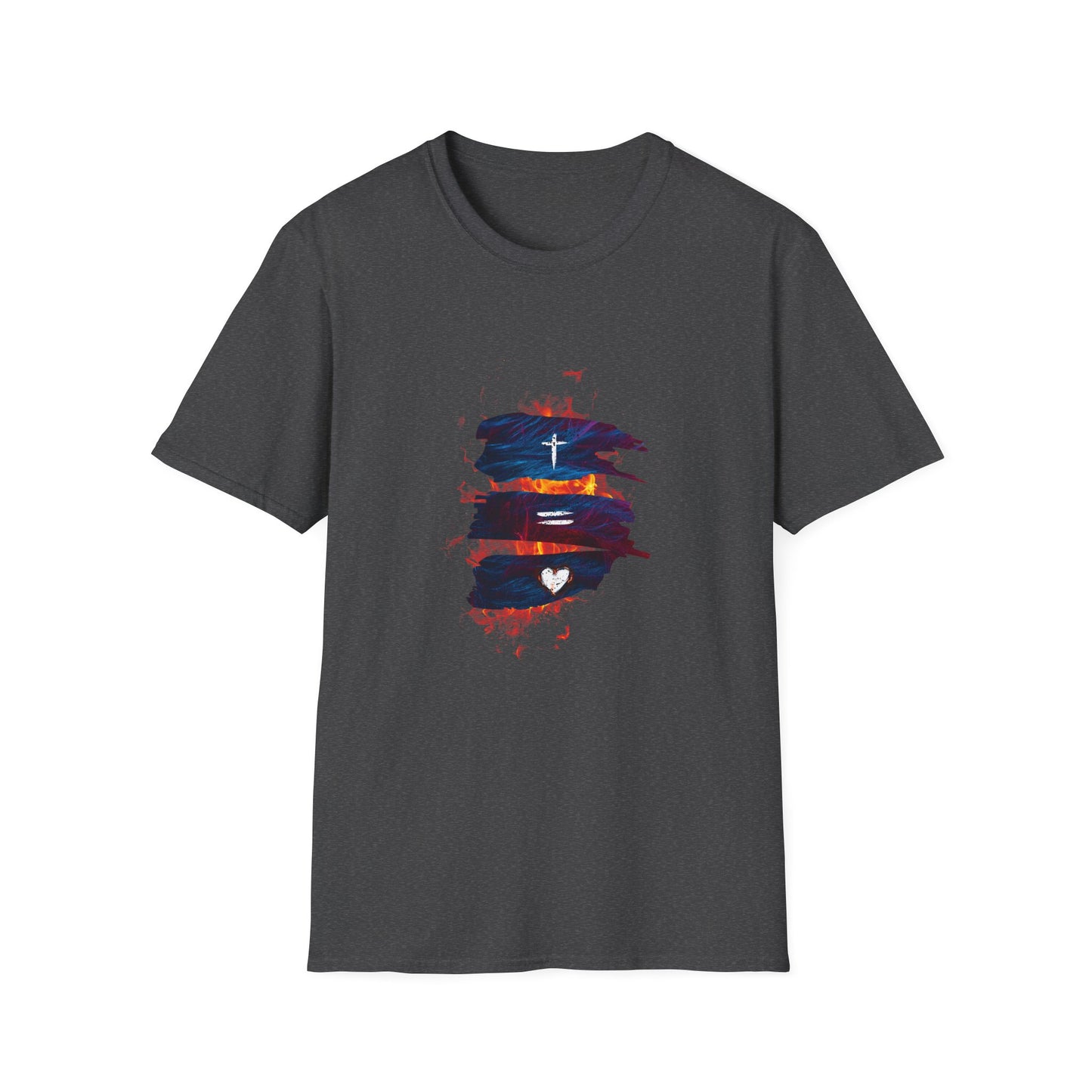 Bold Faith Tee - Christ Equals Love with Flames and Heart Graphic | T-Shirt | Unisex