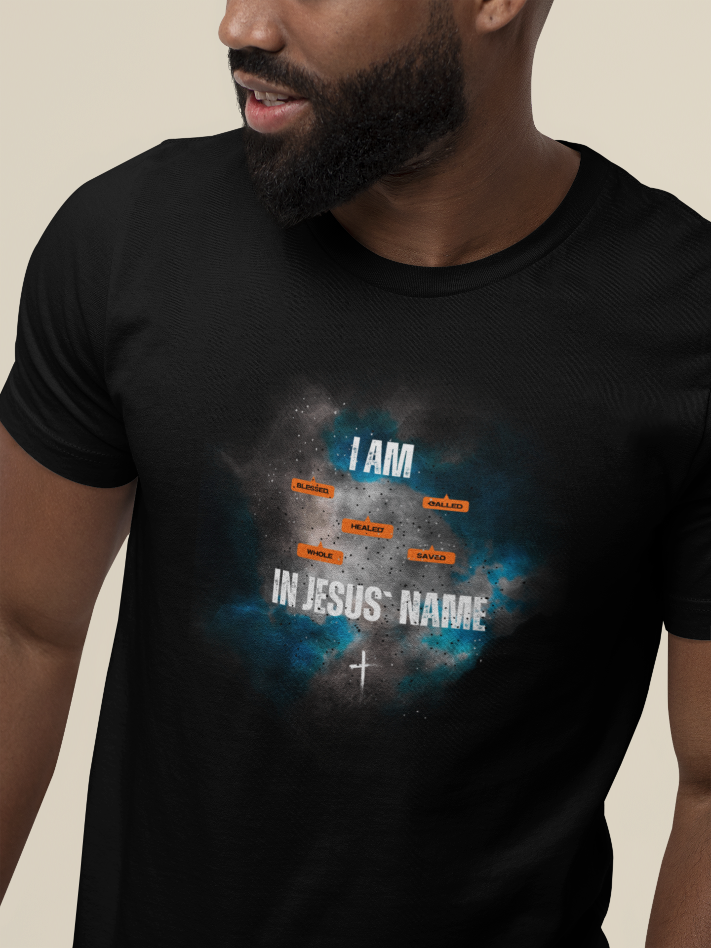 Bold Faith Tee - I am Blessed in Jesus Name with Galaxy Graphic | T-Shirt | Unisex