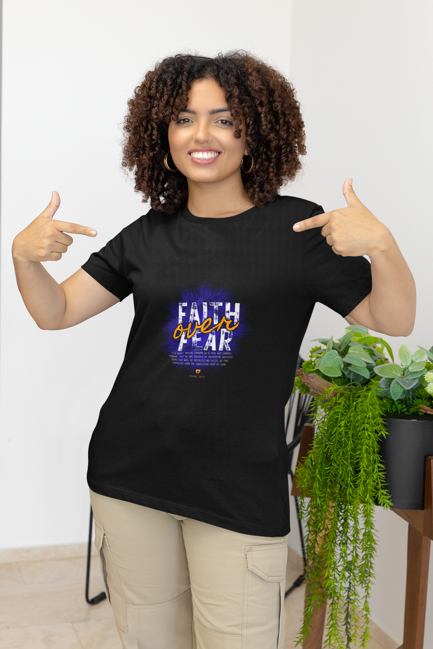 Bold Faith Tee - Faith Over Fear with Blue Graphic | T-Shirt | Unisex