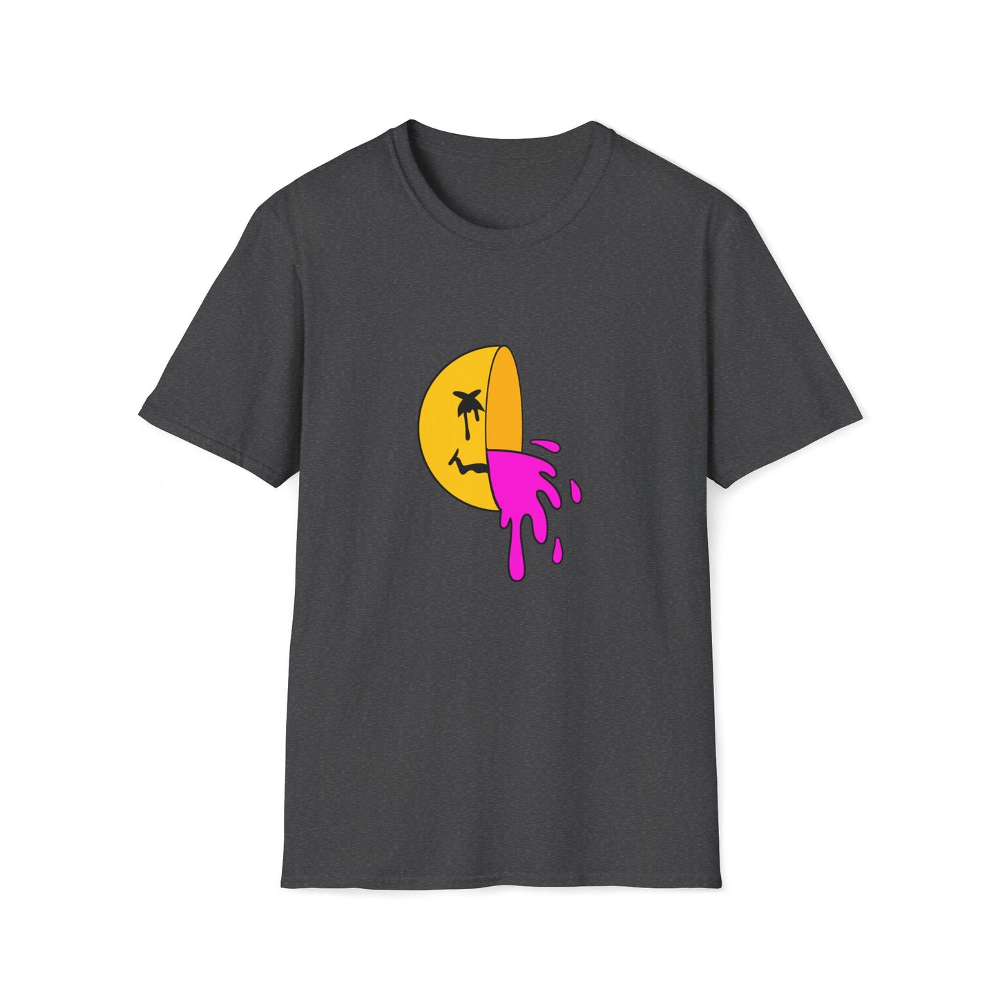 Dead Smiley Face T-Shirt | Yellow & Pink Half Smiley | Unisex - Men & Women's Funny Tee