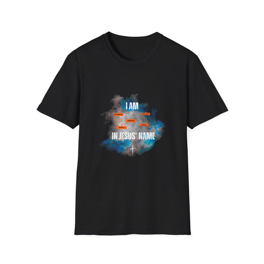 Bold Faith Tee - I am Blessed in Jesus Name with Galaxy Graphic | T-Shirt | Unisex