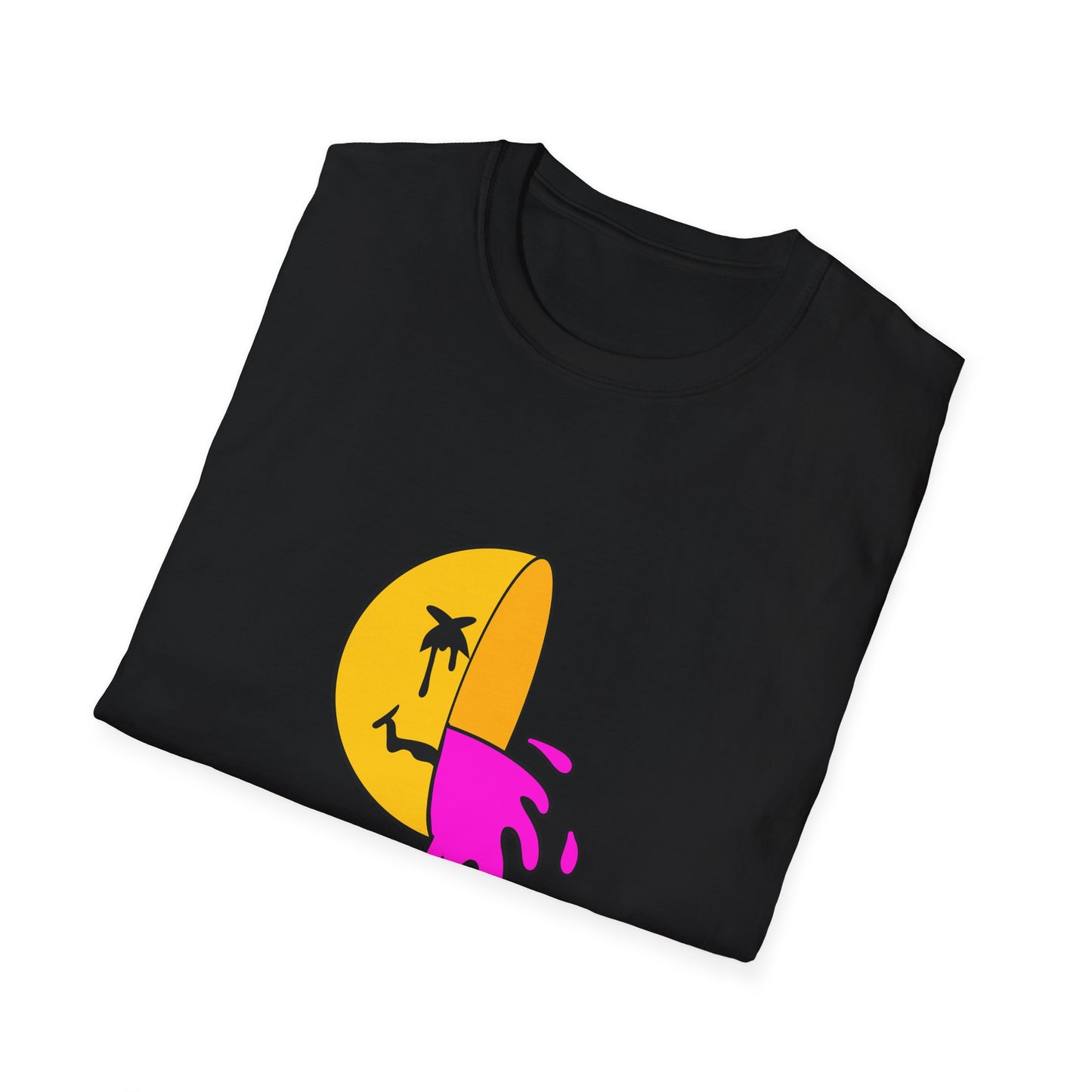 Dead Smiley Face T-Shirt | Yellow & Pink Half Smiley | Unisex - Men & Women's Funny Tee