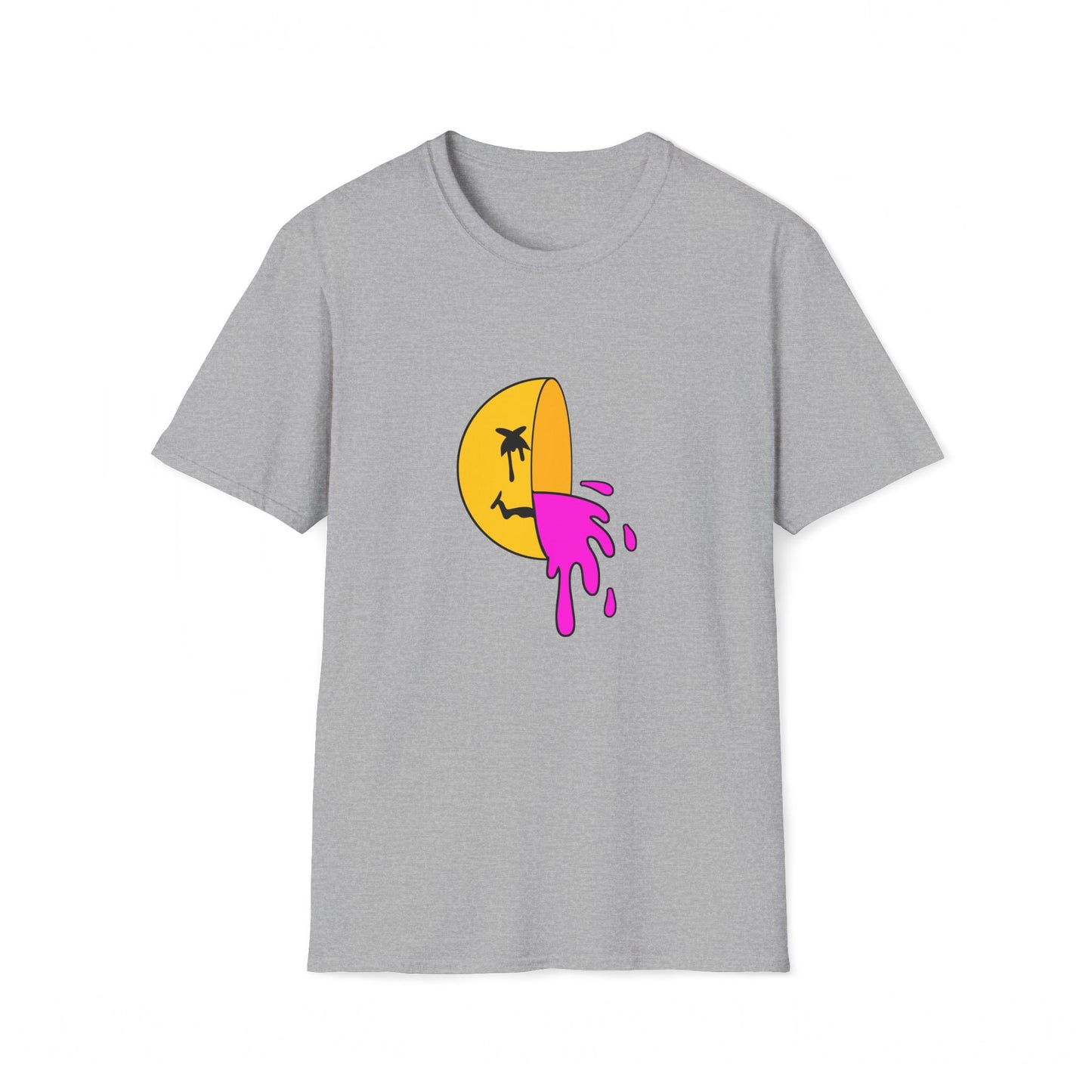 Dead Smiley Face T-Shirt | Yellow & Pink Half Smiley | Unisex - Men & Women's Funny Tee