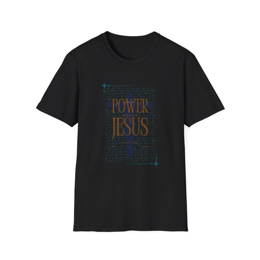 Bold Faith Tee - Power in the Name of Jesus with Cross and Bible Scripture Graphic | T-Shirt | Unisex