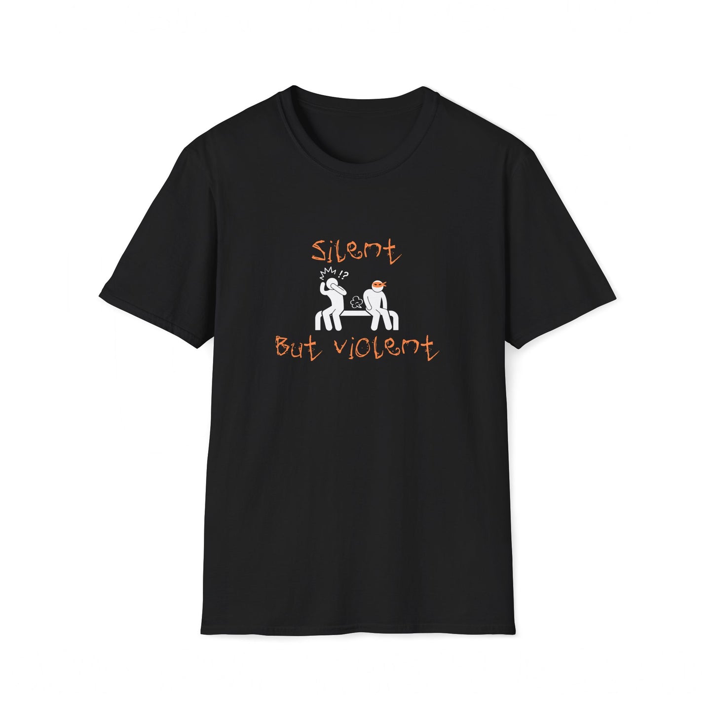 Silent But Violent T-Shirt | Orange Fart Ninja | Unisex - Men & Women's Funny Tee