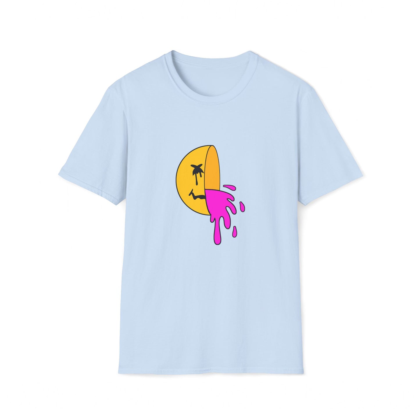 Dead Smiley Face T-Shirt | Yellow & Pink Half Smiley | Unisex - Men & Women's Funny Tee