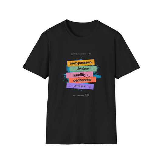 Bold Faith Tee - Colossians 12 verse 3 with Banner Graphics | Fruits of the Spirit | T-Shirt | Unisex