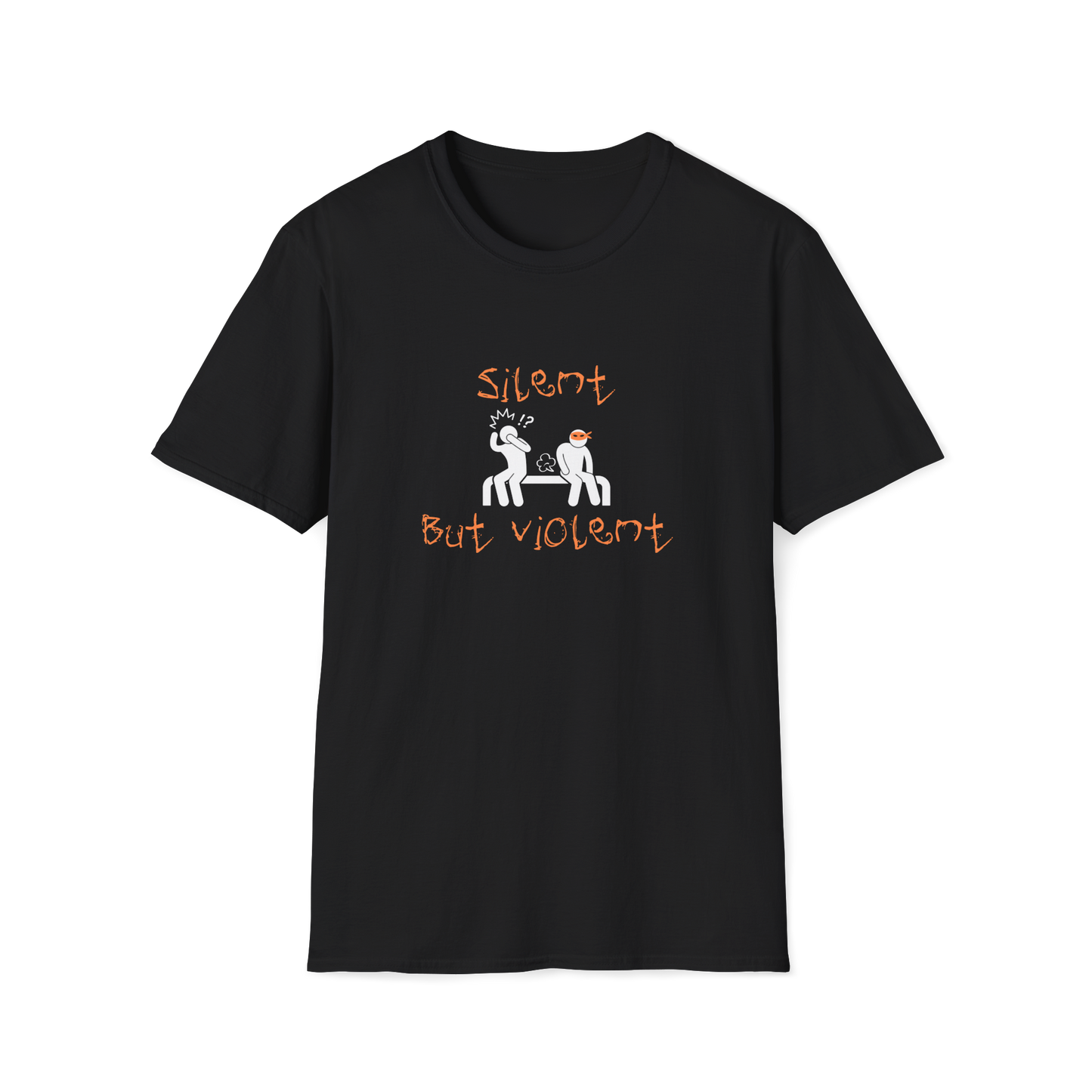 Silent But Violent T-Shirt | Orange Fart Ninja | Unisex - Men & Women's Funny Tee