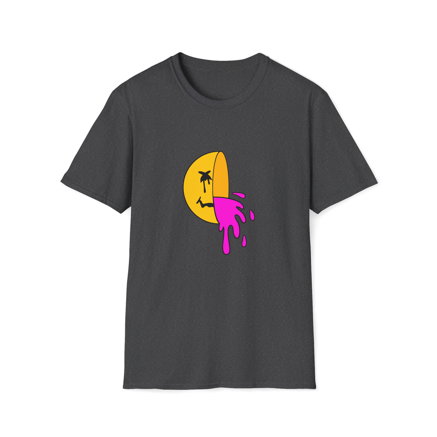 Dead Smiley Face T-Shirt | Yellow & Pink Half Smiley | Unisex - Men & Women's Funny Tee