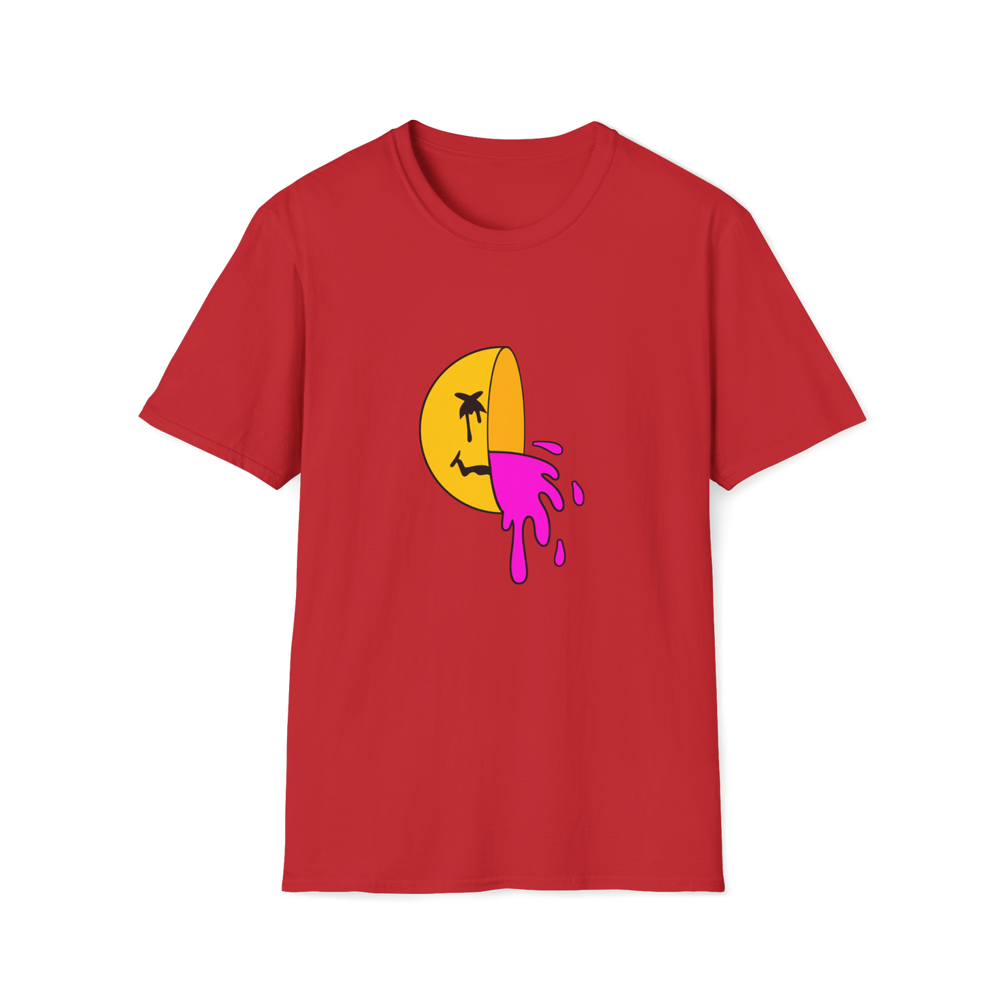 Dead Smiley Face T-Shirt | Yellow & Pink Half Smiley | Unisex - Men & Women's Funny Tee